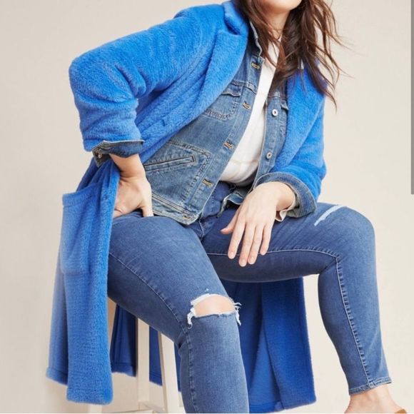Anthropologie Sanctuary EUC furry blue coat small - Picture 5 of 9